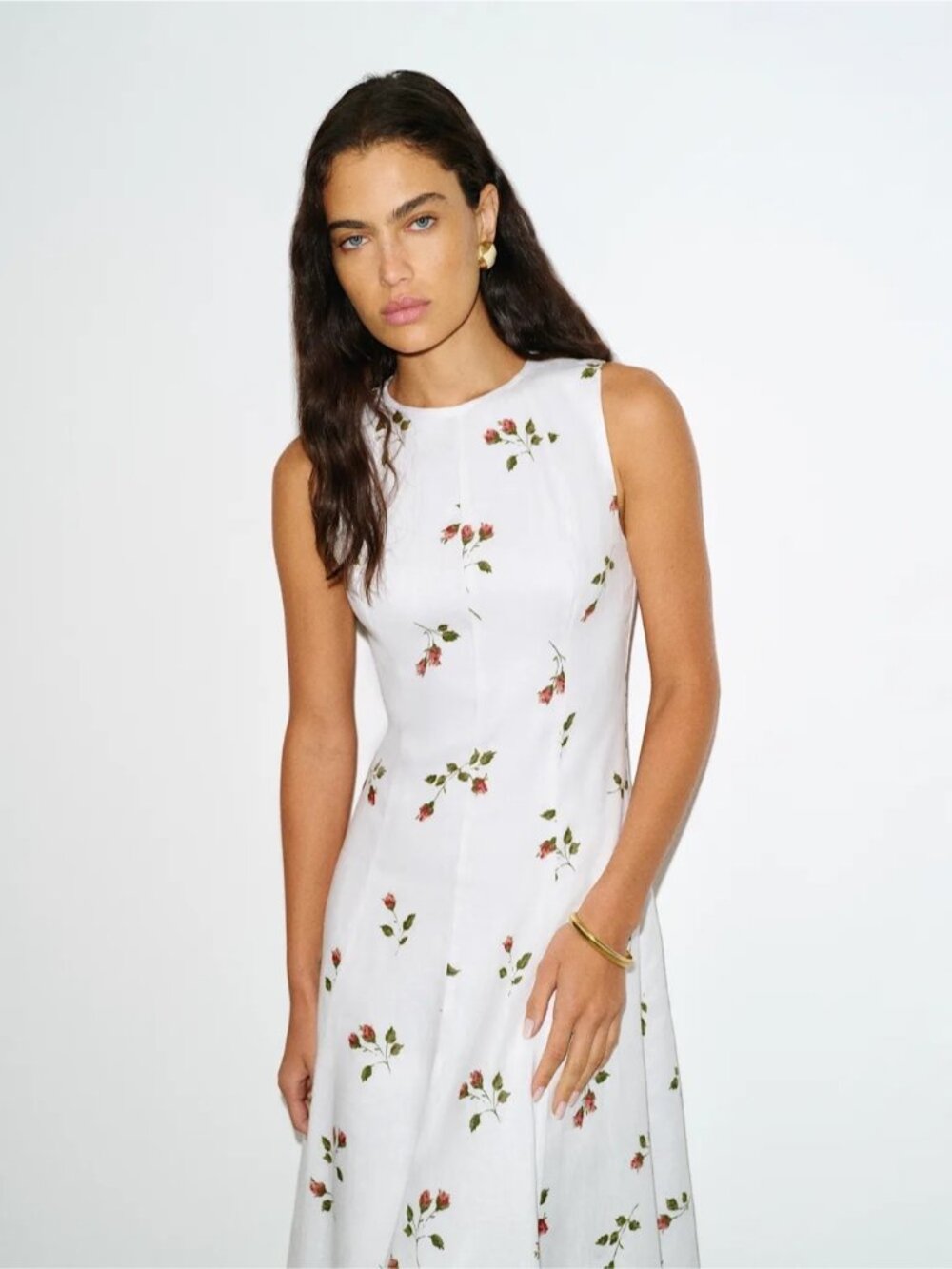 NEW Reformation Cecilia Linen Maxi Dress Floating Rose White Floral | US 0 UK 4 - Picture 3 of 15